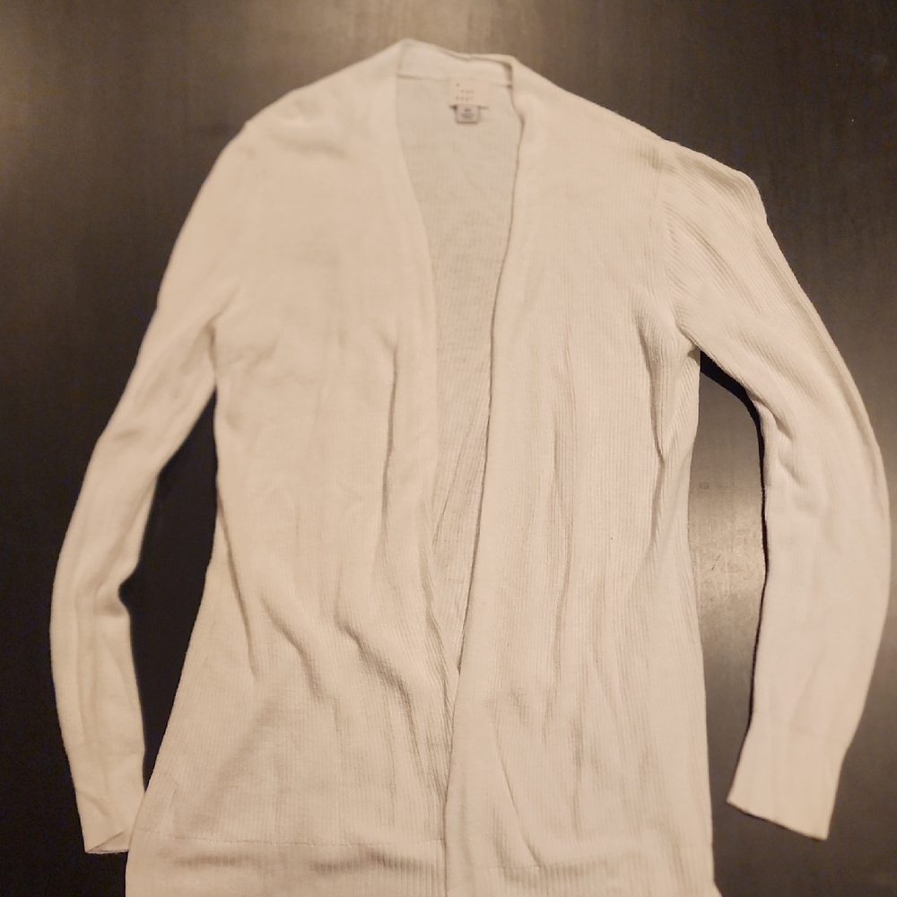 A New Day White Cardigan Sweater Lightweight Open Front